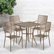 Gold |#| 28inch Square Gold Indoor-Outdoor Steel Patio Table Set with 4 Square Back Chairs