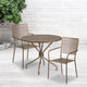 Gold |#| 35.25inch Round Gold Indoor-Outdoor Steel Patio Table Set w/ 2 Square Back Chairs