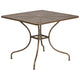 Gold |#| 35.5inch Square Gold Indoor-Outdoor Steel Patio Table Set w/ 2 Round Back Chairs