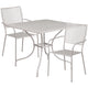 Light Gray |#| 35.5inch Square Lt Gray Indoor-Outdoor Steel Patio Table Set w/2 Square Back Chairs