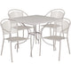 Light Gray |#| 35.5inch Square Lt Gray Indoor-Outdoor Steel Patio Table Set w/ 4 Round Back Chairs