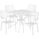 White |#| 35.5inch Square White Indoor-Outdoor Steel Patio Table Set w/ 4 Square Back Chairs