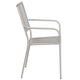 Light Gray |#| Light Gray Indoor-Outdoor Steel Patio Arm Chair with Square Back - Bistro Chair