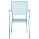 Sky Blue |#| Sky Blue Indoor-Outdoor Steel Patio Arm Chair with Square Black - Bistro Chair