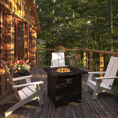 Olympia 50,000 BTU Outdoor Propane Gas Fire Pit Table with Stainless Steel Tabletop, Lid, Lava Rocks, and Steel Wicker Detail Base - View 2