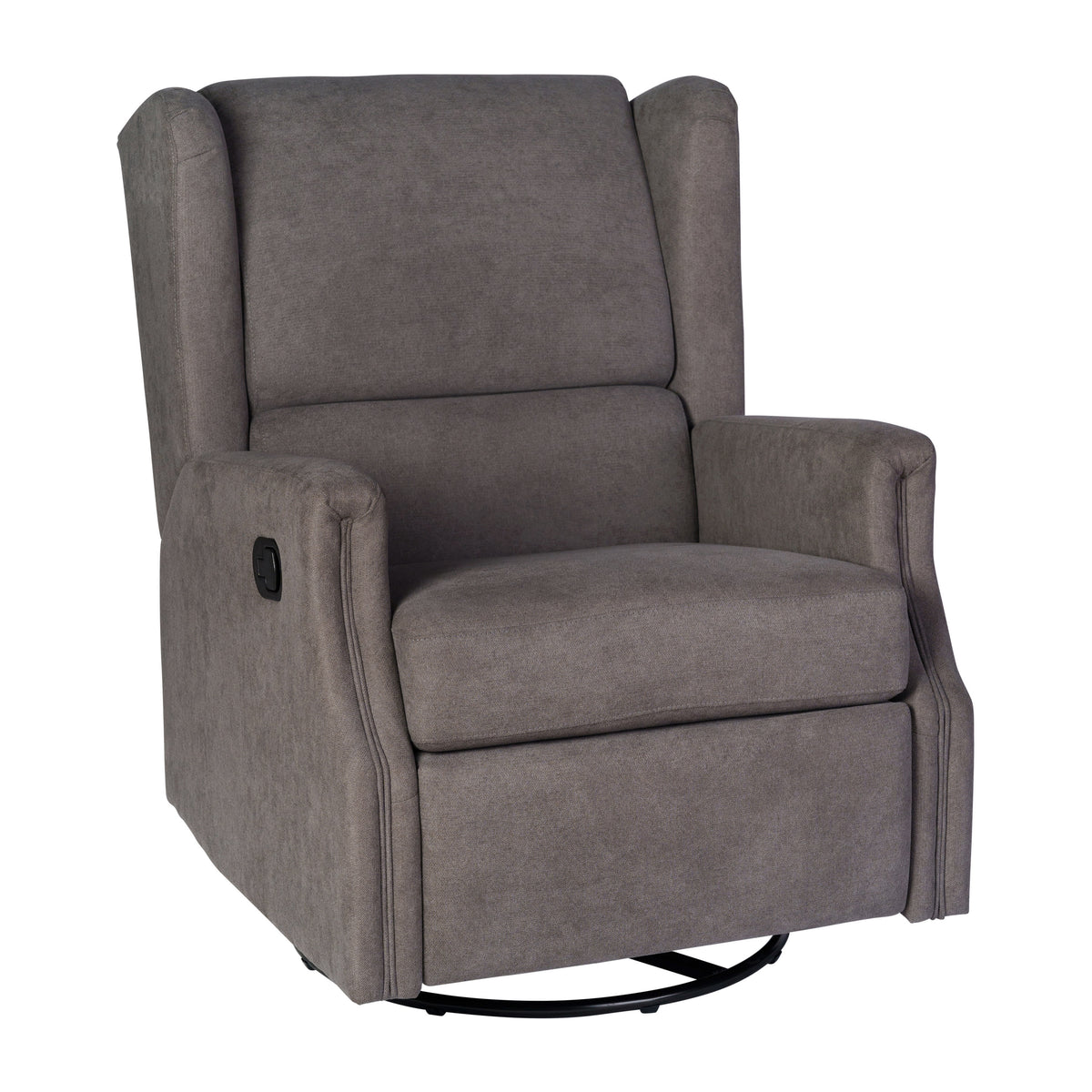 Dark Gray |#| Wingback Manual Rocking Glider Recliner Chair with 360° Swivel in Dark Gray