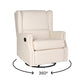Cream |#| Wingback Manual Rocking Glider Recliner Chair with 360° Swivel in Cream