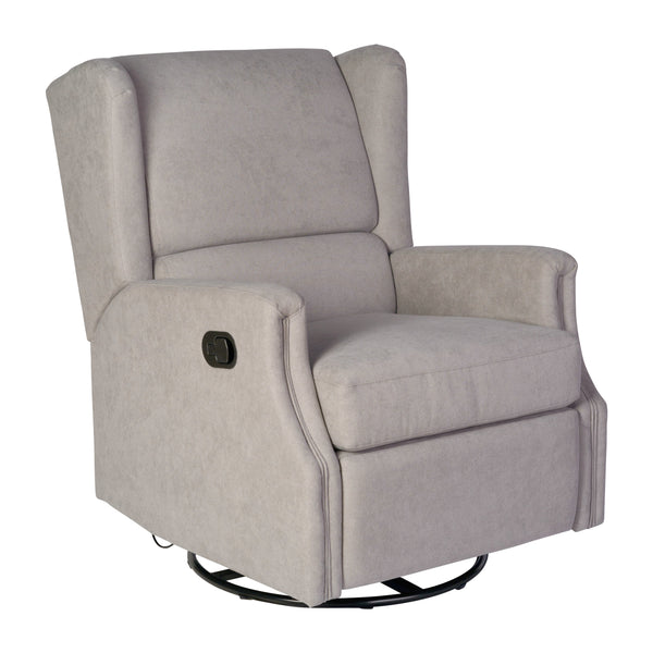 Light Gray |#| Wingback Manual Rocking Glider Recliner Chair with 360° Swivel in Light Gray