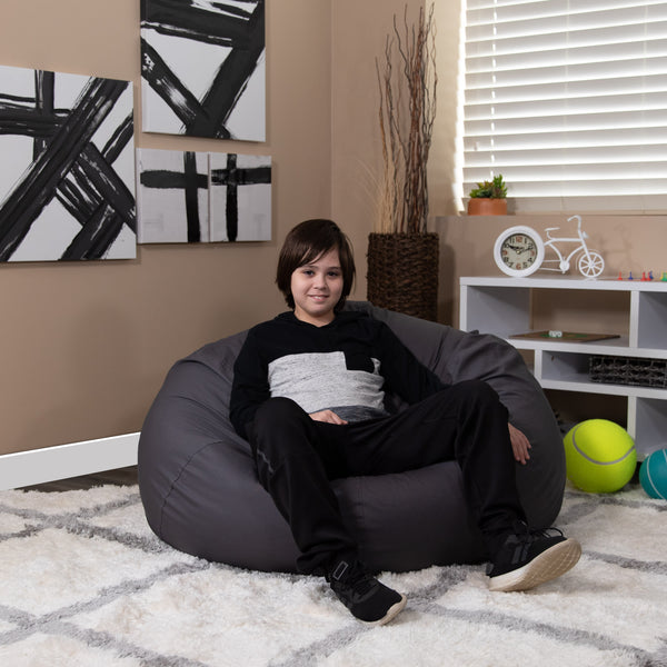 Gray |#| Oversized Solid Gray Refillable Bean Bag Chair for All Ages