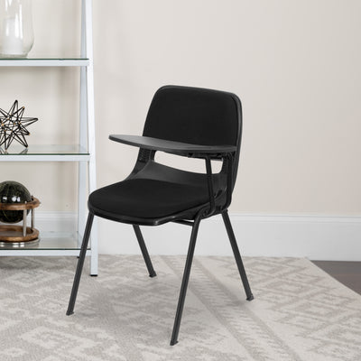 Padded Ergonomic Shell Chair with Left Handed Flip-Up Tablet Arm - View 2