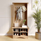 Weathered Natural |#| 31.5" Wide 3 Hook Hallway Tree with Divided Under Bench Storage-Weathered Wood