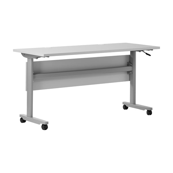 Gray Top/Gray Frame |#| Commercial Nesting Flip Training Table with Steel Frame and T-Legs in Gray