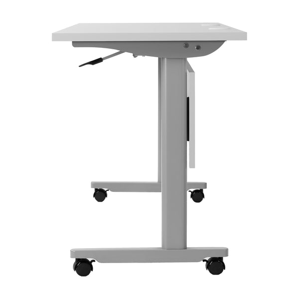 Gray Top/Gray Frame |#| Commercial Nesting Flip Training Table with Steel Frame and T-Legs in Gray
