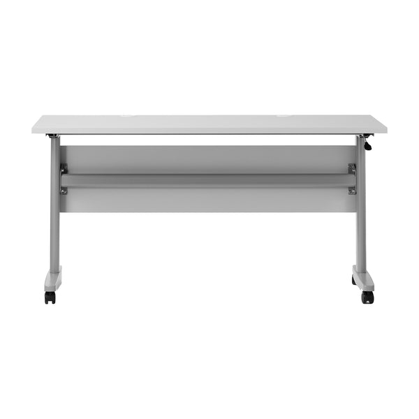 Gray Top/Gray Frame |#| Commercial Nesting Flip Training Table with Steel Frame and T-Legs in Gray