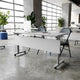 Gray Top/Gray Frame |#| Commercial Nesting Flip Training Table with Steel Frame and T-Legs in Gray