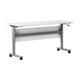 White Top/Gray Frame |#| Commercial Nesting Flip Training Table with Steel Frame and T-Legs in White/Gray