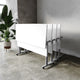 White Top/Gray Frame |#| Commercial Nesting Flip Training Table with Steel Frame and T-Legs in White/Gray