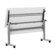 White Top/Gray Frame |#| Commercial Nesting Flip Training Table with Steel Frame and T-Legs in White/Gray
