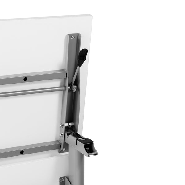 White Top/Gray Frame |#| Commercial Nesting Flip Training Table with Steel Frame and T-Legs in White/Gray