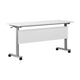 White Top/Gray Frame |#| Commercial Nesting Flip Training Table with Steel Frame and T-Legs in White/Gray