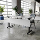 Gray Top/Black Frame |#| Commercial Nesting Flip Training Table with Steel Frame and T-Legs in Gray/Black