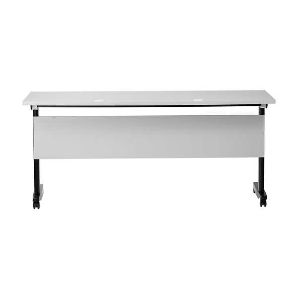 Gray Top/Black Frame |#| Commercial Nesting Flip Training Table with Steel Frame and T-Legs in Gray/Black