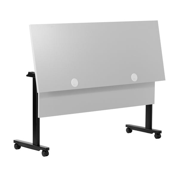 Gray Top/Black Frame |#| Commercial Nesting Flip Training Table with Steel Frame and T-Legs in Gray/Black