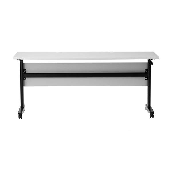 Gray Top/Black Frame |#| Commercial Nesting Flip Training Table with Steel Frame and T-Legs in Gray/Black