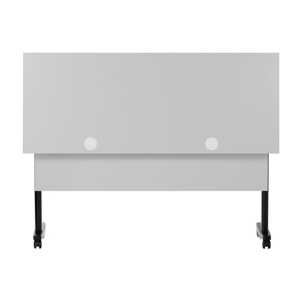 Gray Top/Black Frame |#| Commercial Nesting Flip Training Table with Steel Frame and T-Legs in Gray/Black