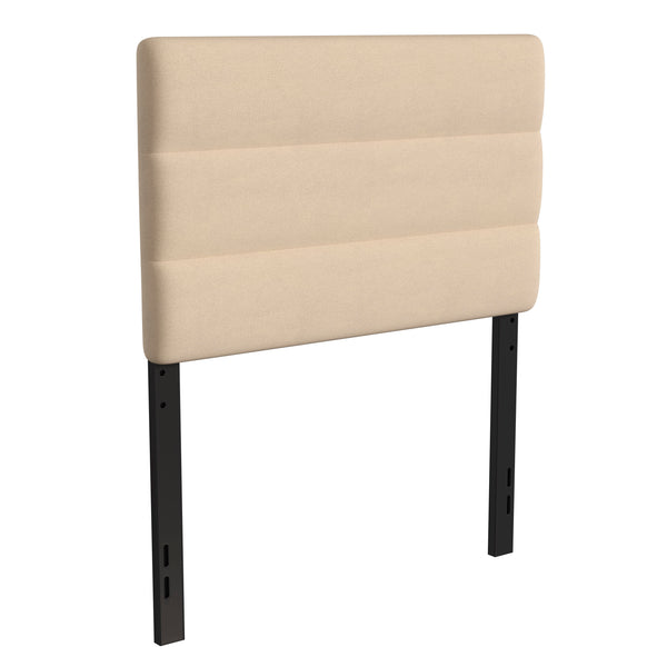 Cream,Twin |#| Universal Fit Tufted Upholstered Headboard in Cream Fabric - Twin