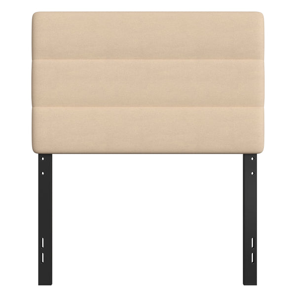 Cream,Twin |#| Universal Fit Tufted Upholstered Headboard in Cream Fabric - Twin