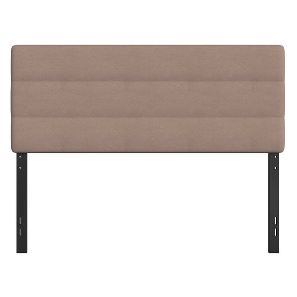 Taupe,Queen |#| Universal Fit Tufted Upholstered Headboard in Taupe Fabric - Queen