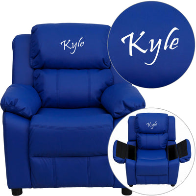 Personalized Deluxe Padded Kids Recliner with Storage Arms - View 1
