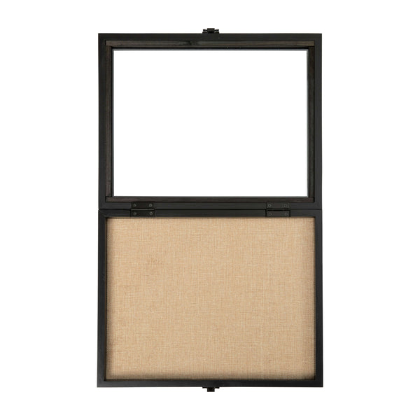Black,11.5"W x 2"D x 14"H |#| Solid Pine Black Shadow Display Case with Linen Liner - 11 x 14