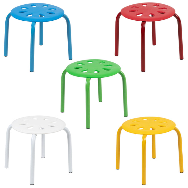 Assorted |#| Plastic Nesting Stack Stools-Classroom/Home, 11.5inchHeight, Assorted Colors-5 Pack