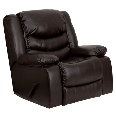 Plush LeatherSoft Lever Rocker Recliner with Padded Arms