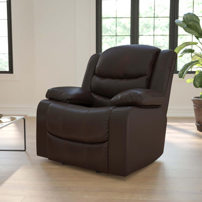 Plush LeatherSoft Lever Rocker Recliner with Padded Arms