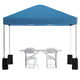 Blue |#| 10' x 10' Blue Pop Up Canopy, Folding Table and 4 White Folding Chairs Bundle