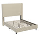 Beige,Full |#| Full Size Upholstered Platform Bed with Channel Stitched Headboard in Beige