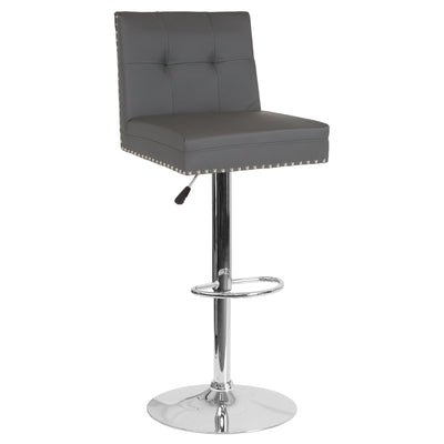 Ravello Contemporary Adjustable Height Barstool with Accent Nail Trim - View 1