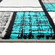Turquoise,2' x 11' |#| Modern Geometric Color Block Area Rug - Turquoise, Black, & Gray - 2' x 11'