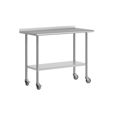 Commercial Stainless Steel Work Table with 1.5" Backsplash and Undershelf -24x48 - View 1