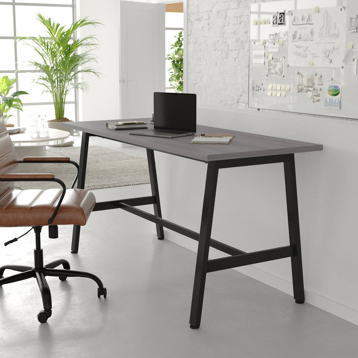 Gray Oak |#| Commercial 60x24 Conference Table with Laminate Top and A-Frame Base - Gray Oak