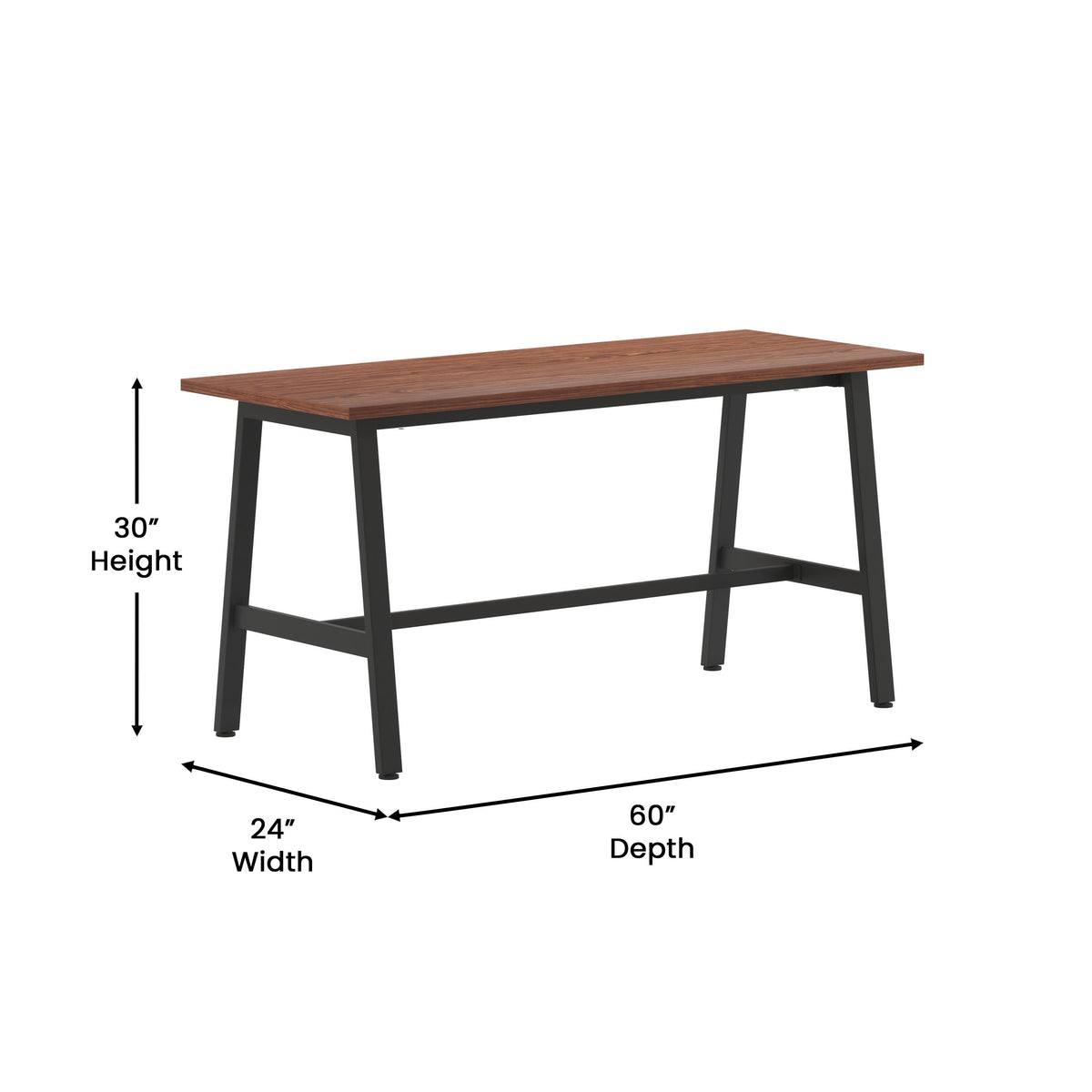 Walnut |#| Commercial 60x24 Conference Table with Laminate Top and A-Frame Base - Walnut