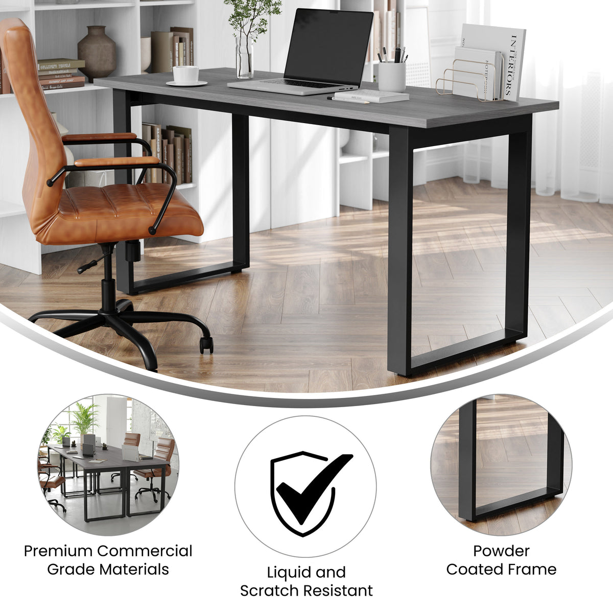 Gray Oak |#| Commercial 60x24 Conference Table with Laminate Top and U-Frame Base - Gray Oak