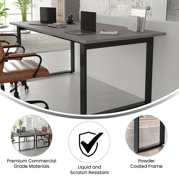 Gray Oak |#| Commercial 72x36 Conference Table with Laminate Top and U-Frame Base - Gray Oak