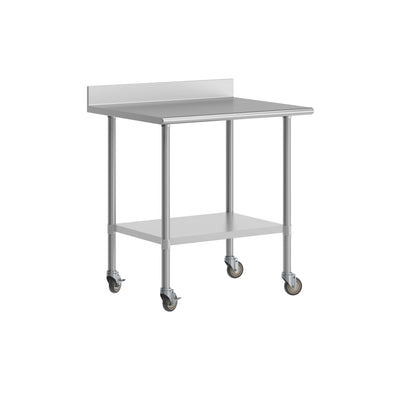 Commercial Stainless Steel Work Table with 4" Backsplash- Adj. Undershelf-30x36 - View 1