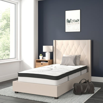 Riverdale Tufted Upholstered Platform Bed with 10 Inch CertiPUR-US Certified Foam and Pocket Spring Mattress - View 2
