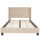 Beige,Queen |#| Queen Tufted Platform Bed in Beige Fabric with 10 Inch Pocket Spring Mattress