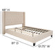 Beige,Full |#| Full Size Tufted Beige Fabric Platform Bed w/ Accent Nail Trimmed Extended Sides
